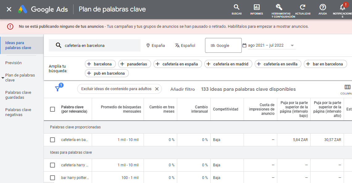 keyword planner google